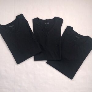Three HUGO BOSS Men’s Black 100% Cotton T-shirts Large NWOT